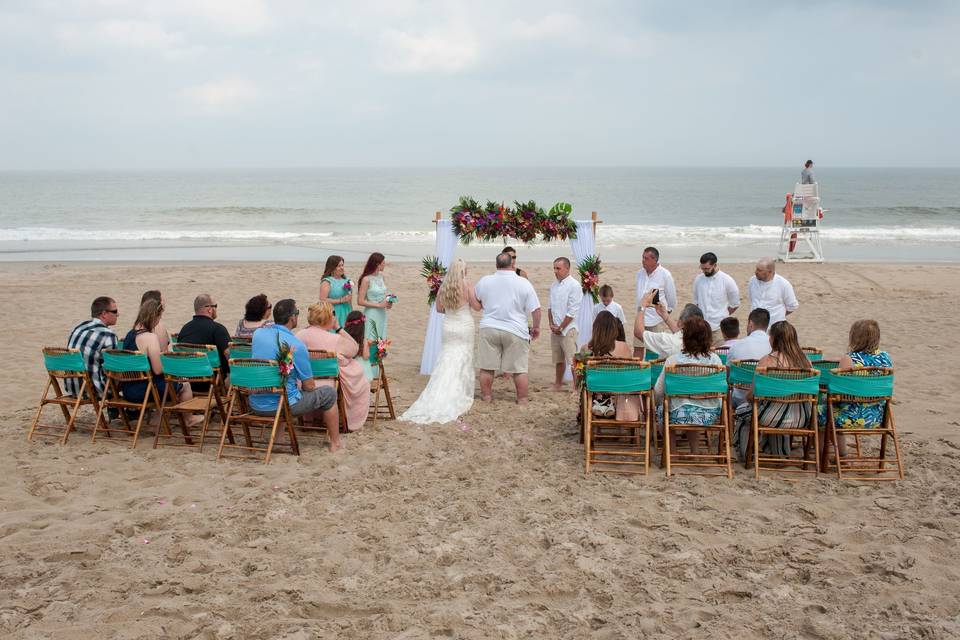 Tropical beach side wedding