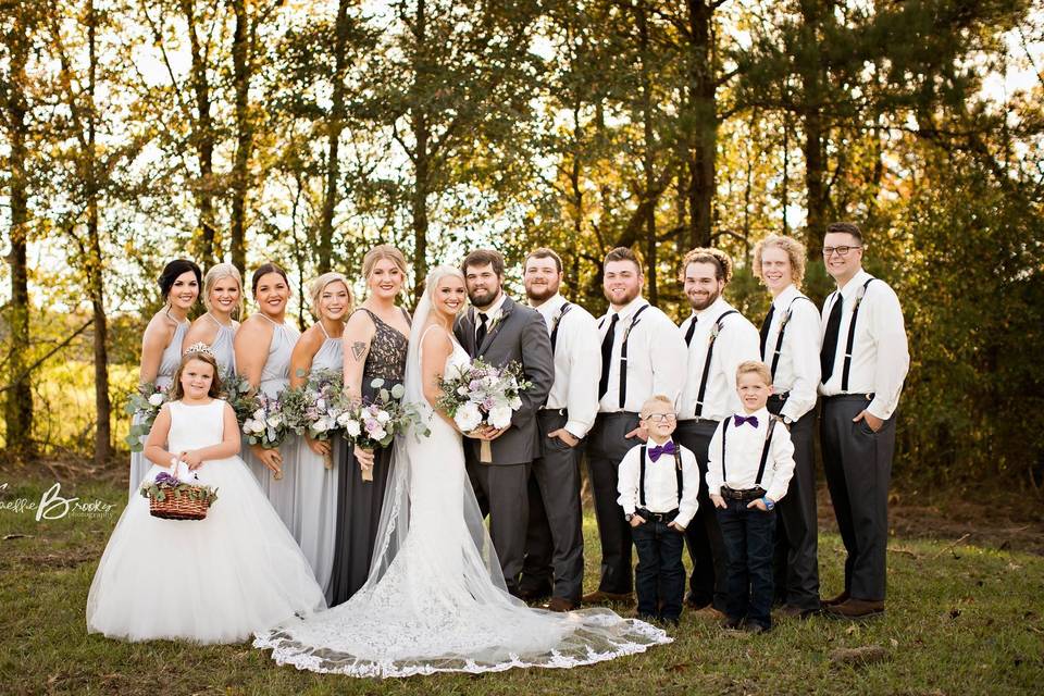 Newlyweds and Wedding Party