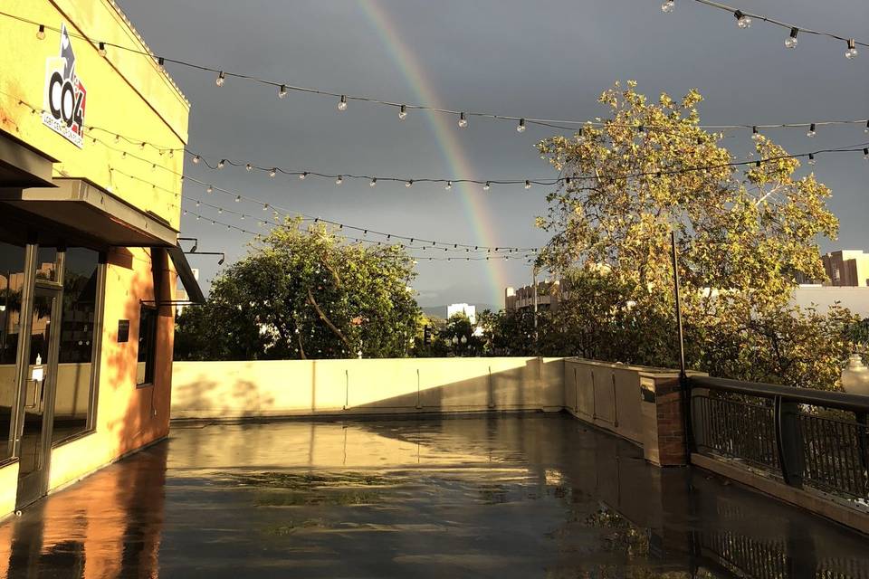 Rainbow over the event patio