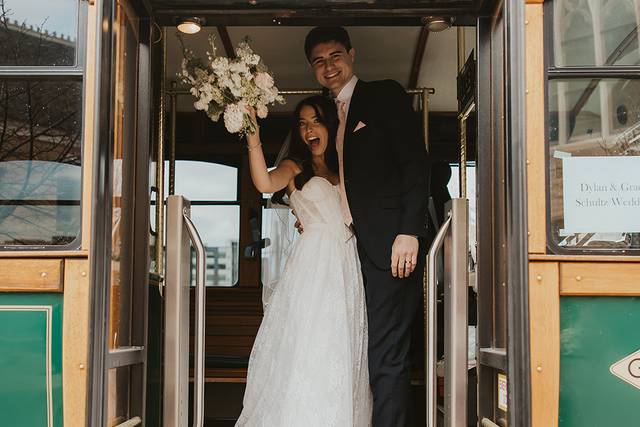 Bride and Groom with Trolley