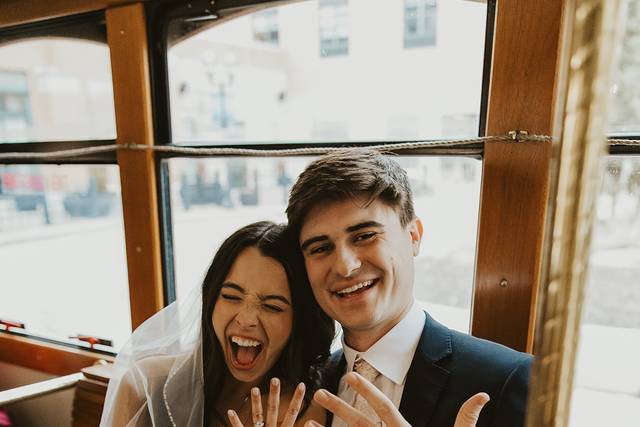 Bride and Groom with Trolley