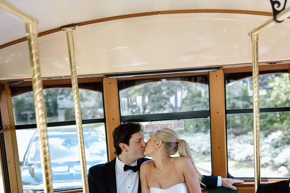 Bride and Groom with Trolley