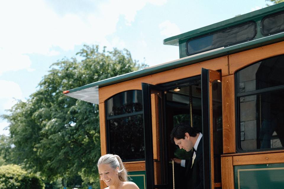 Bride and Groom with Trolley