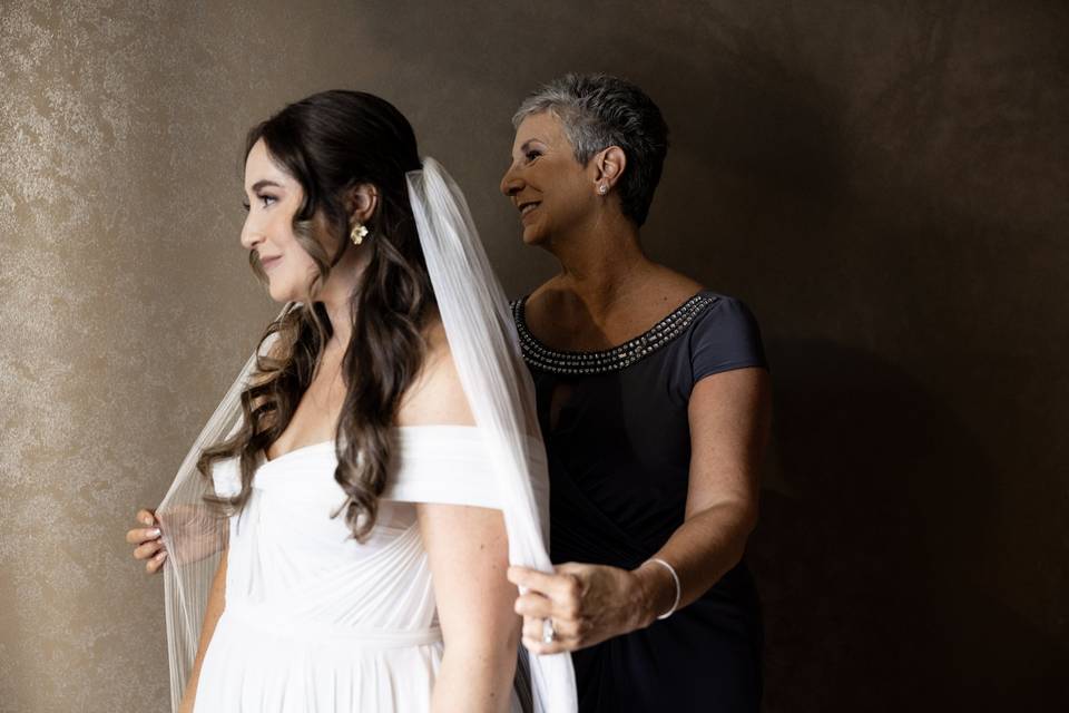 Mom and bride special moment