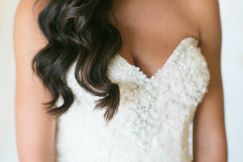 Bride's long curls