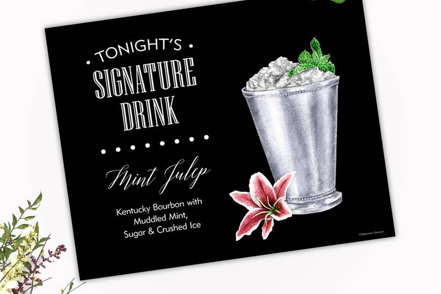 Elegant Mint Julep Drink sign