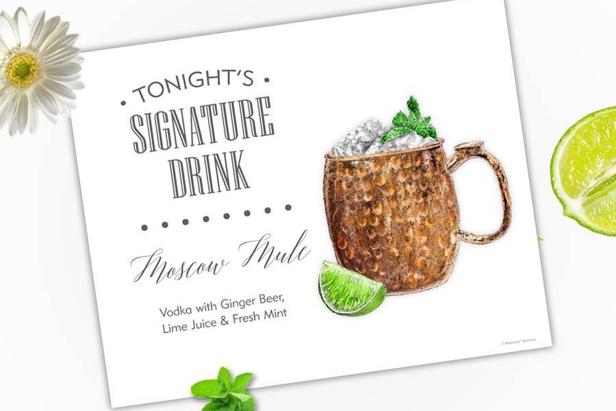 Moscow Mule White Minimal Sign