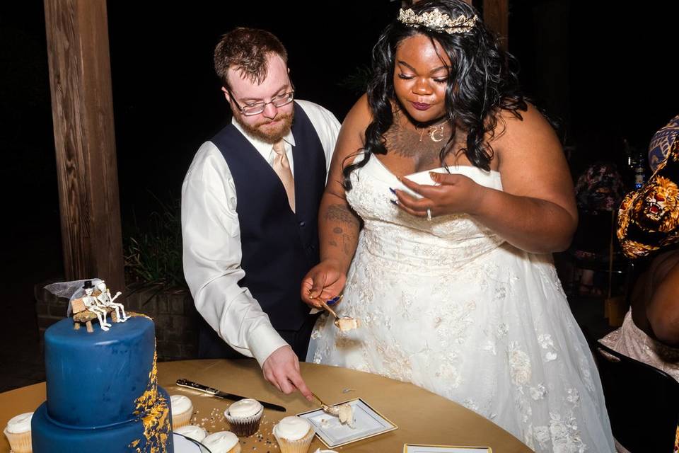 Enjoying the cake