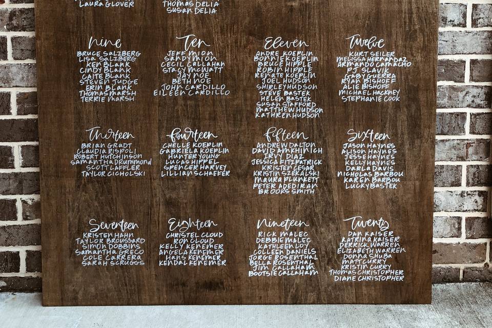 Wood Seating Chart Sign