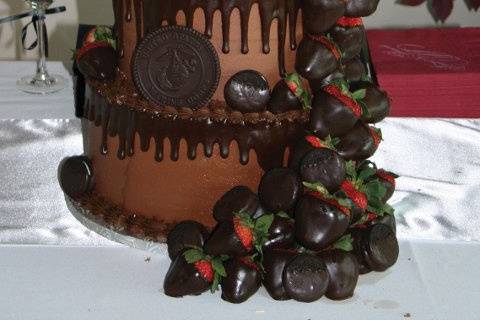 Oozing chocolate and strawberries