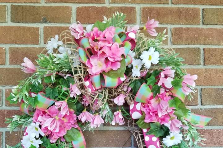 Pink-hued wreath