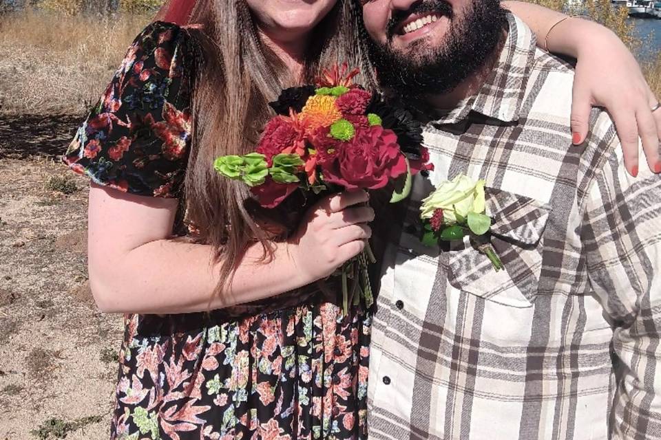 Happily newly married couple