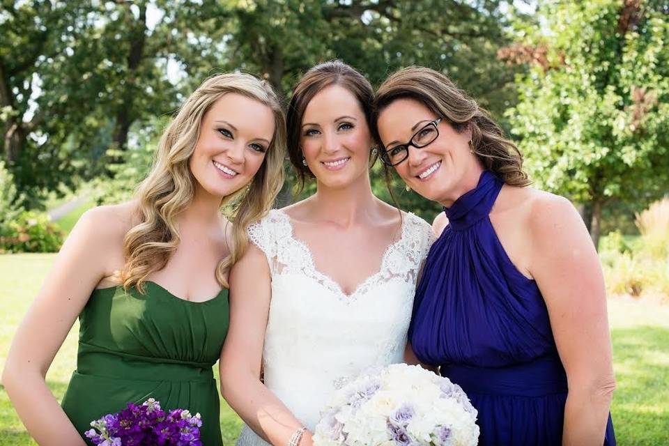 Bride by the brick wall