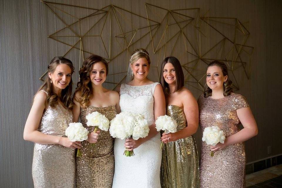 Bride in her sparkle dresses