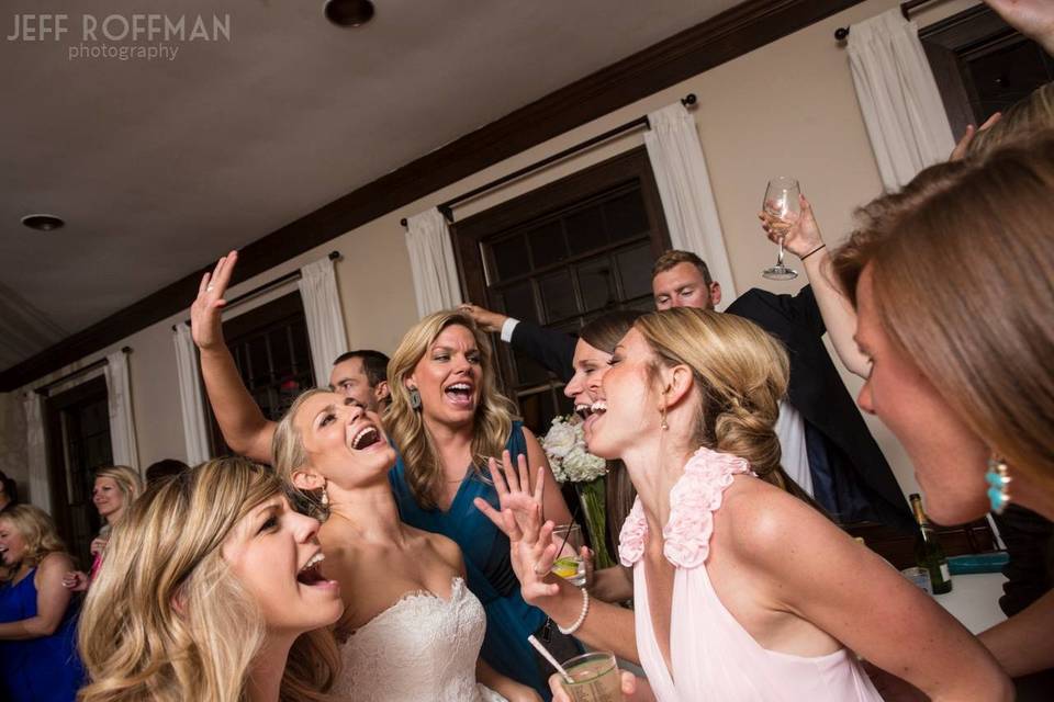 Bride with her bridesmaids