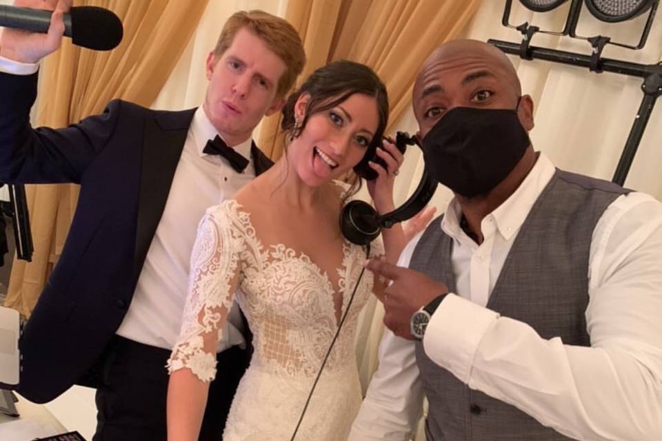 Bride in headphones