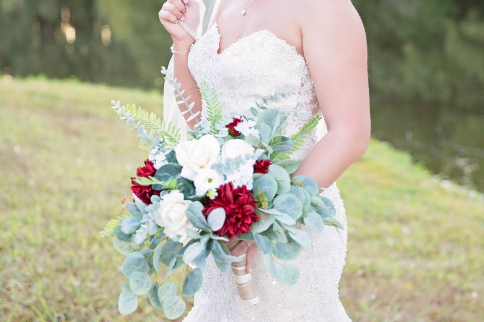 Posing with the bouquet