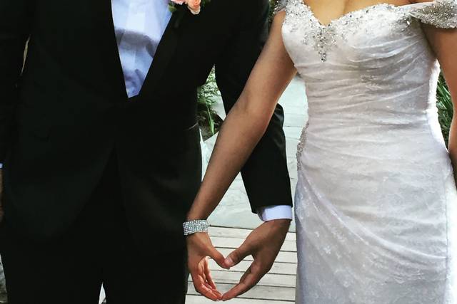 Newlyweds form a heart