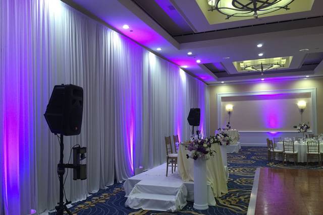 Reception hall setup and lighting