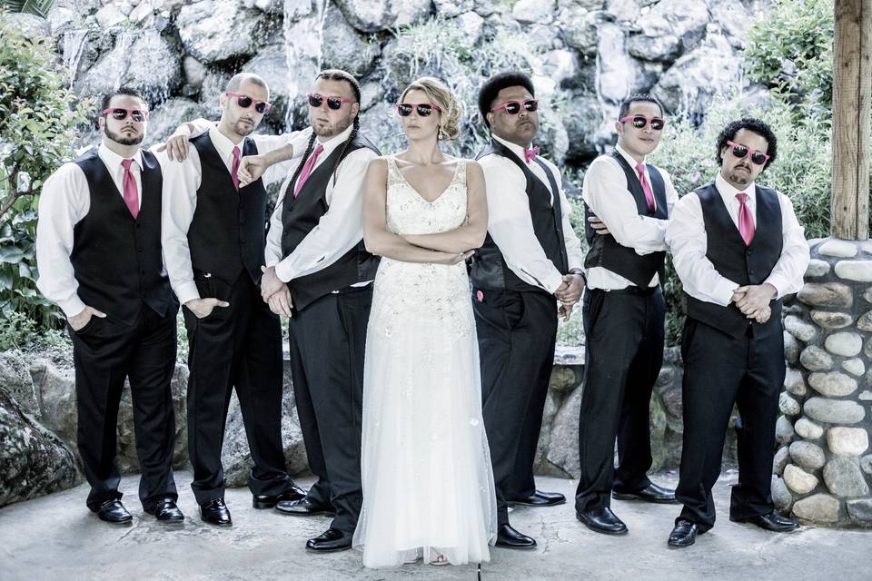 Bride and the groomsmen