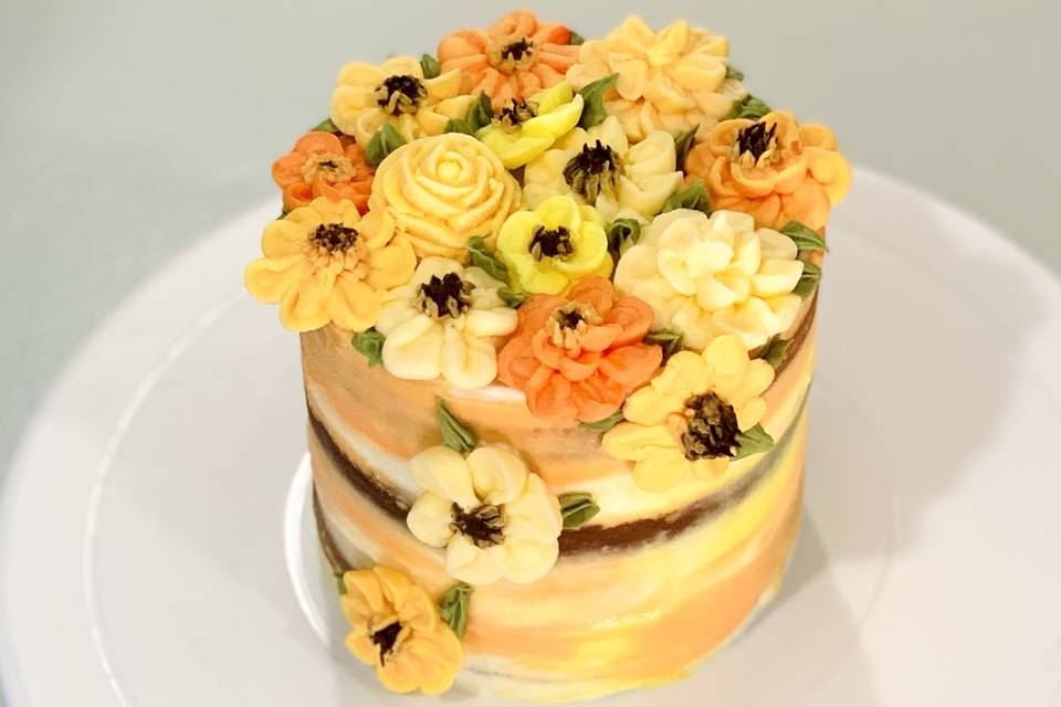 Floral custom-designed cake