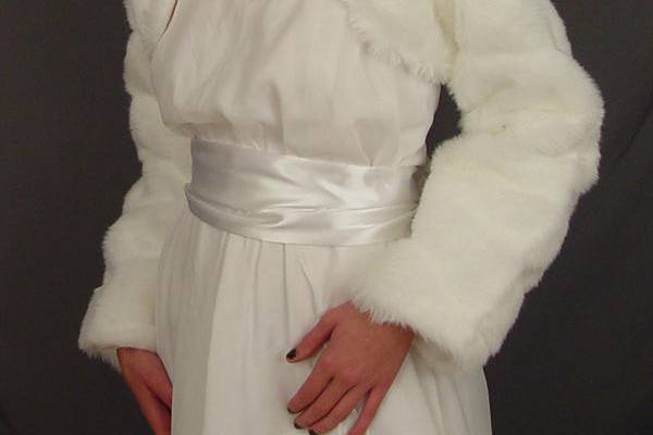 Flora Womens Faux Fur 3 4 Long Sleeve Bridal Jacket Ivory 