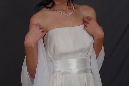 Long chiffon white wrap and wedding gown sash. Great material. It's all the little things that pull your gown together!