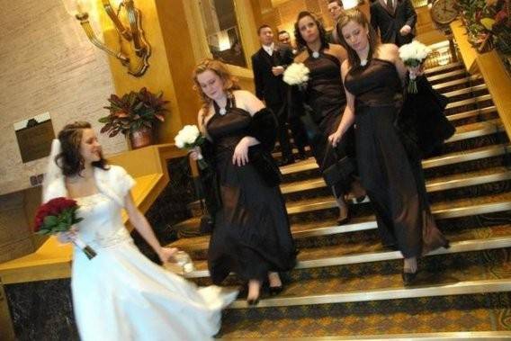 This was a full bridal party we worked with. Her bolero to the ladies wraps. Don't they look amazing?