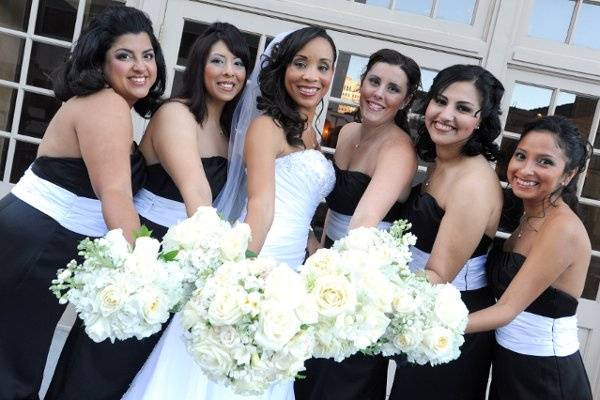 Bride along with bridesmaids