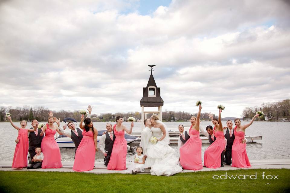 Couple and their wedding party photo