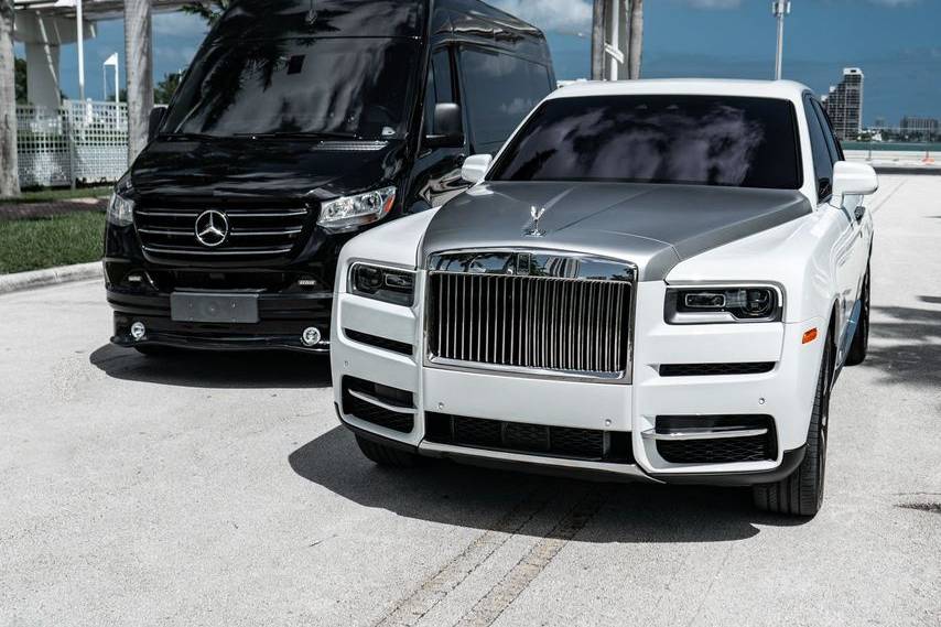 Rolls Royce and limo sprinter