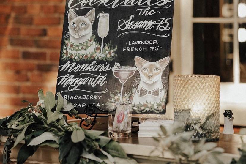 Wood pet cocktail sign