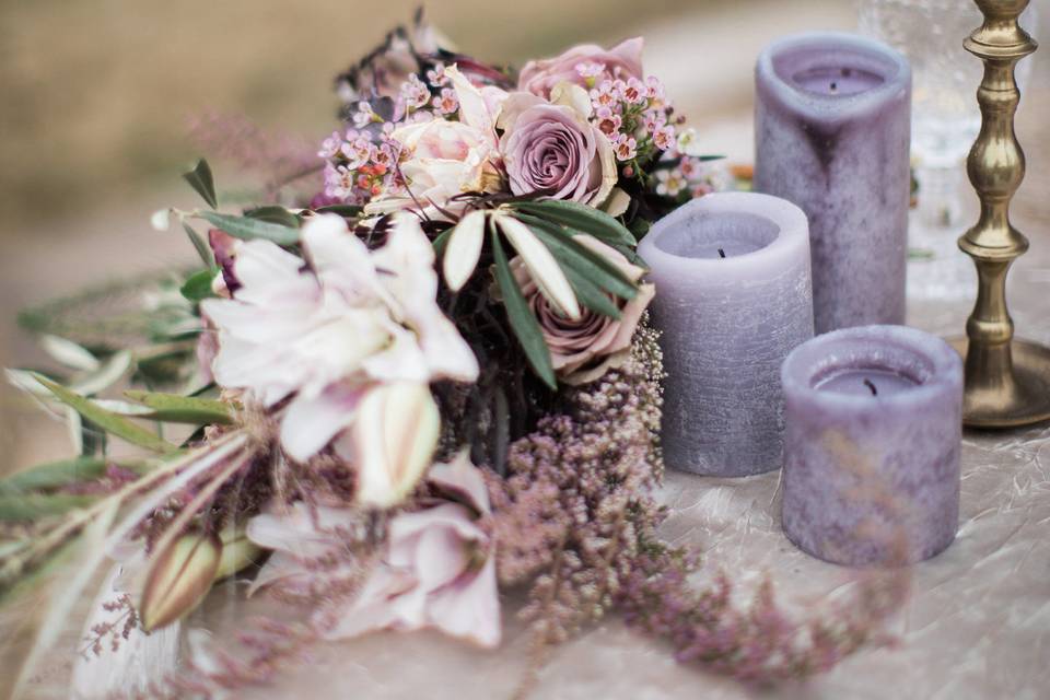 Table setup with centerpiece