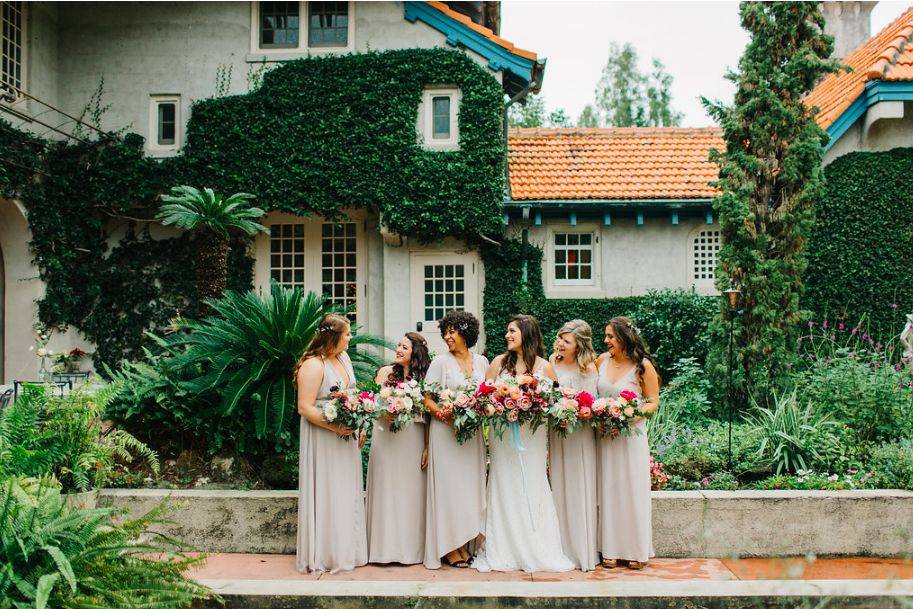 Courtyard bridesmaids