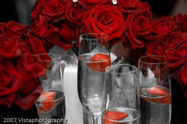 Glass of courage  for the girls before they got into their dresses.