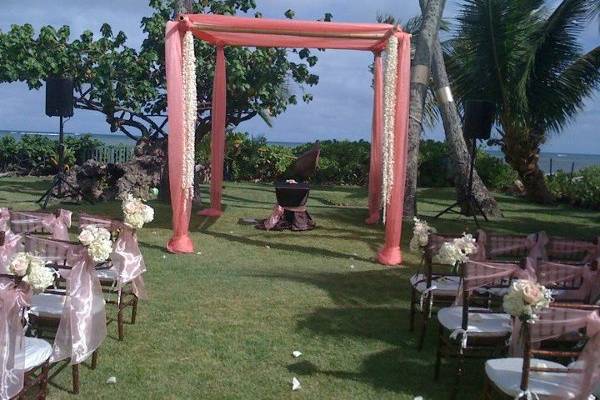 Outdoor wedding ceremony setup