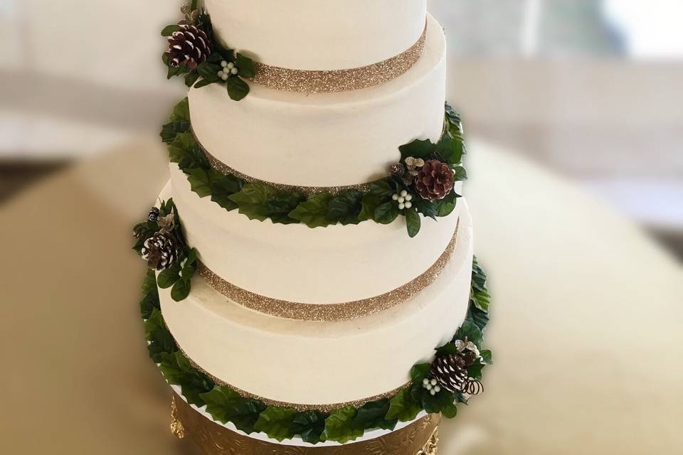 Green and white cake