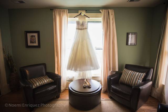 Bridal gown and shoes
