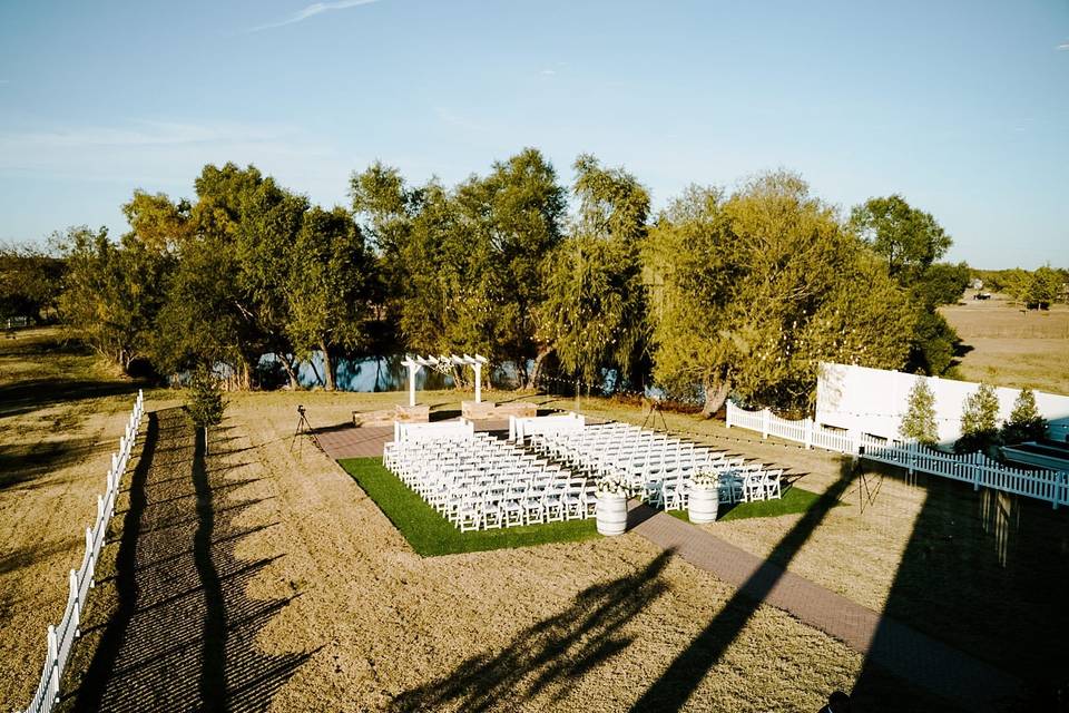 Bird's eye view of ceremony