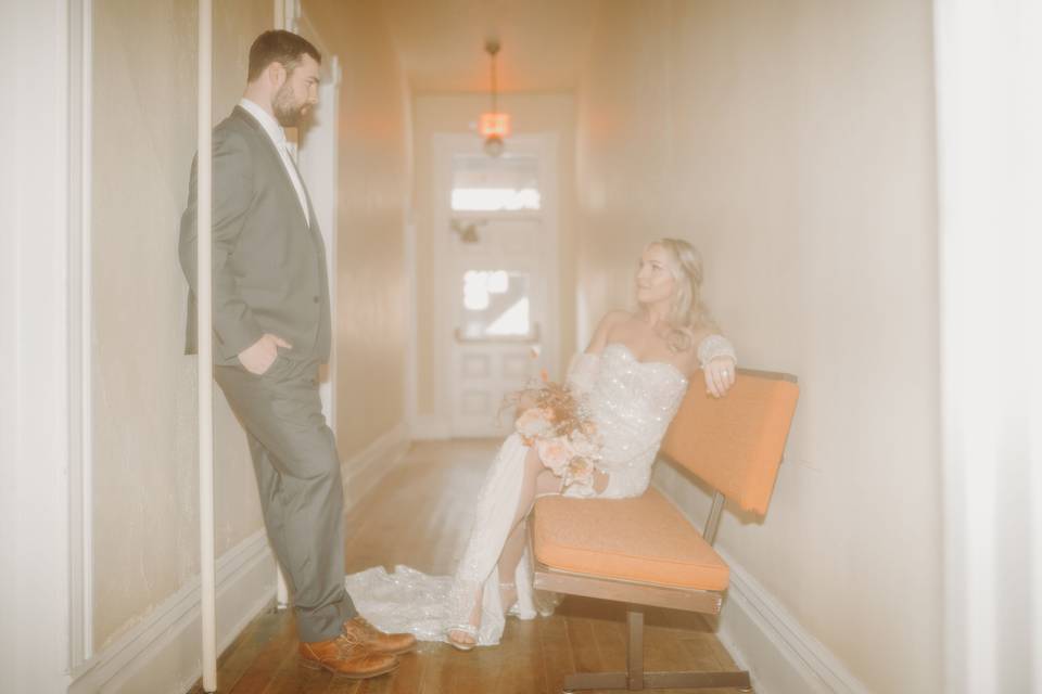 Couple looking at each other