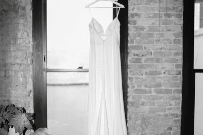 Bridal dress hanging