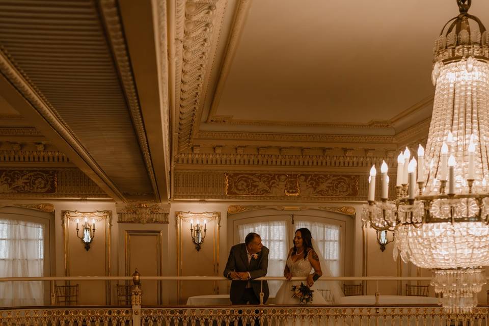 Couple standing at a balcony