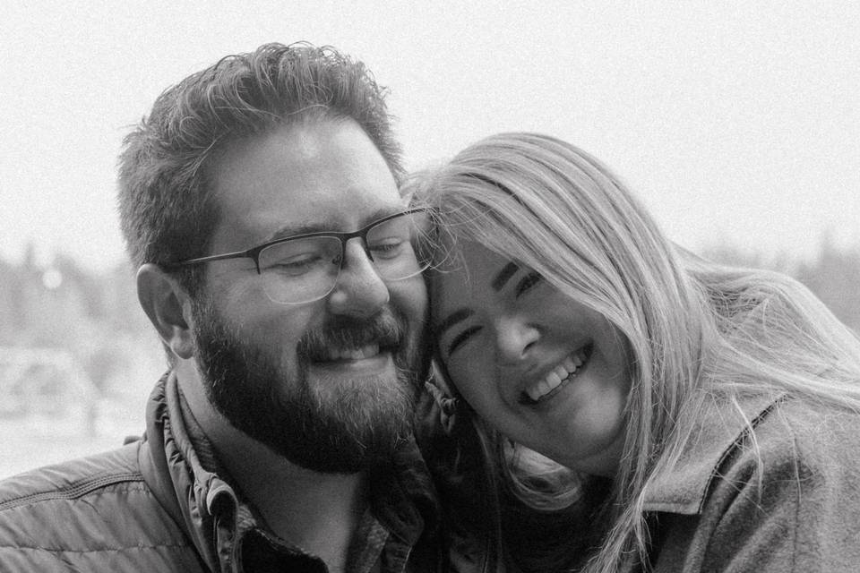 Couple hugging and smiling
