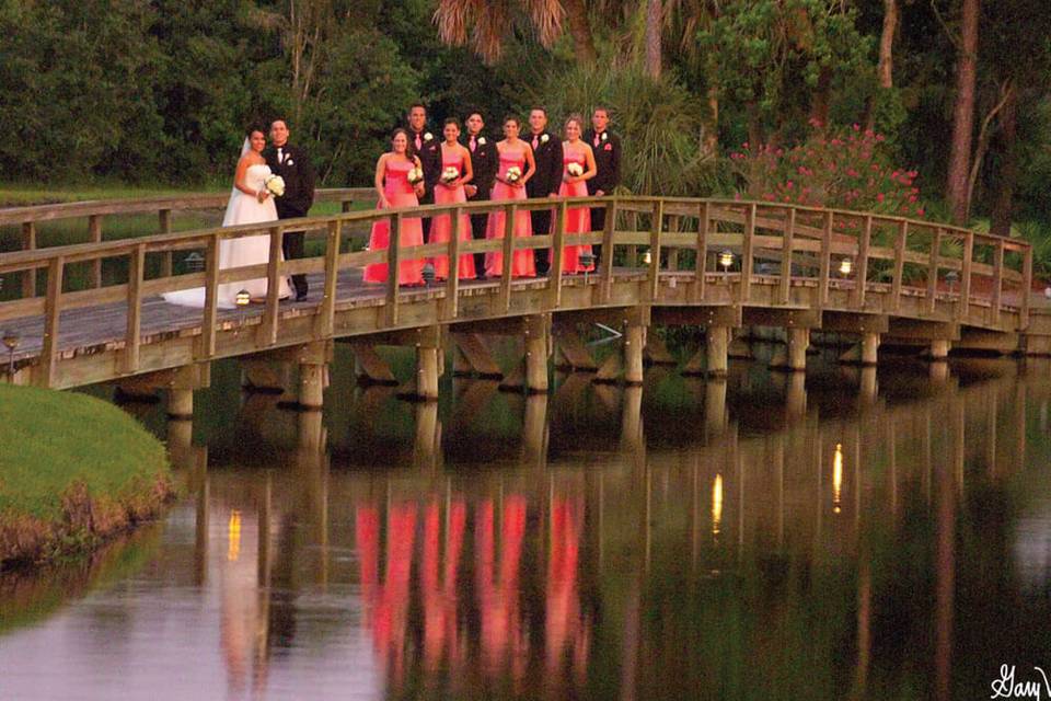 Bridal party on the bridge