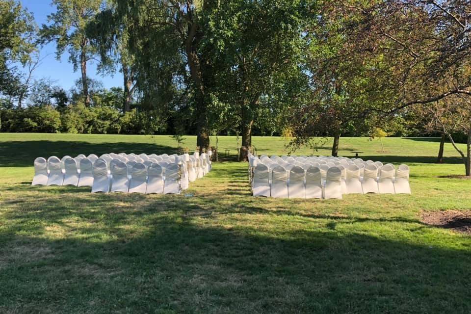 Ceremony setup by the creek