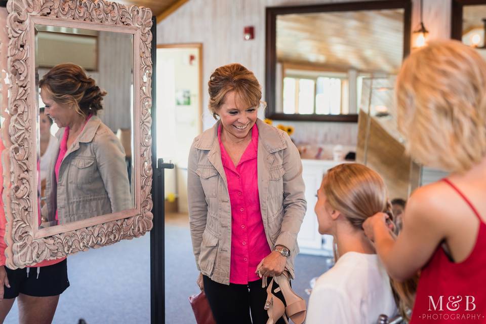 Hair and makeup room