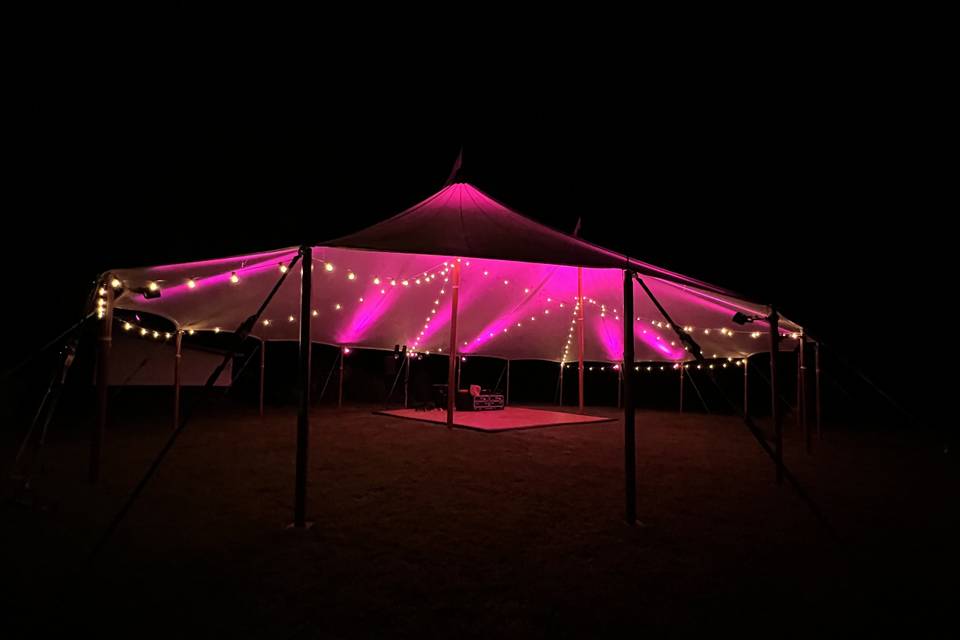 Sailcloth tent lighting