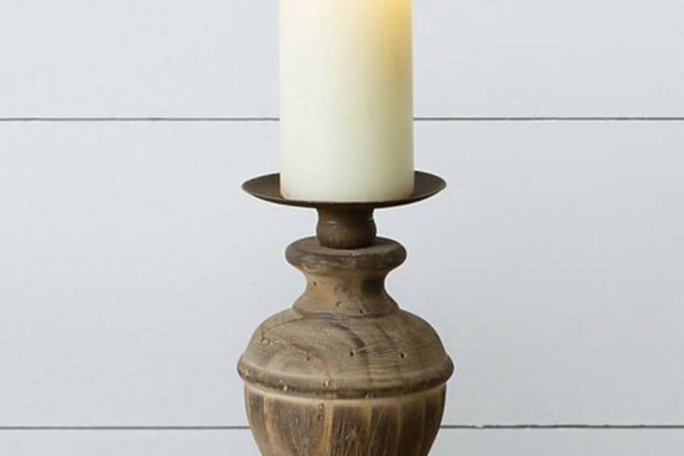 Wood candlestick holder