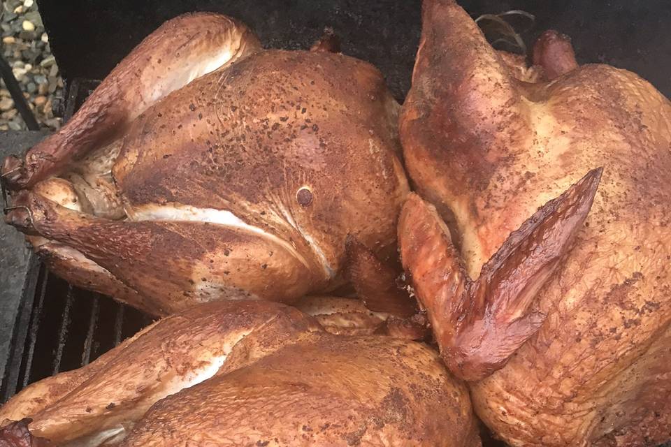 Peach wood smoked turkey