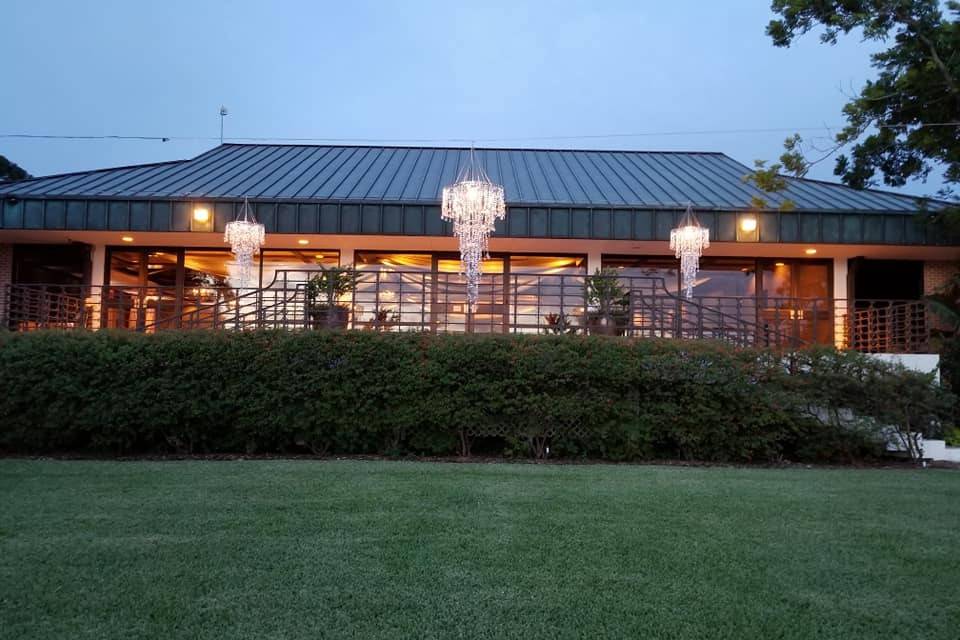 Canopy of small cafe bulbs